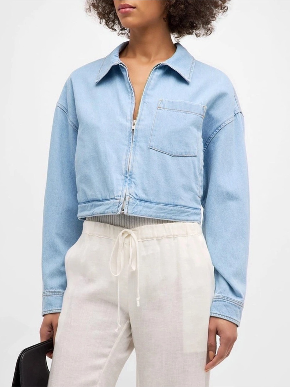 Xirena Anton Jacket Women’s Cotton Denim Zip Up Jacket Size Small- Light Blue